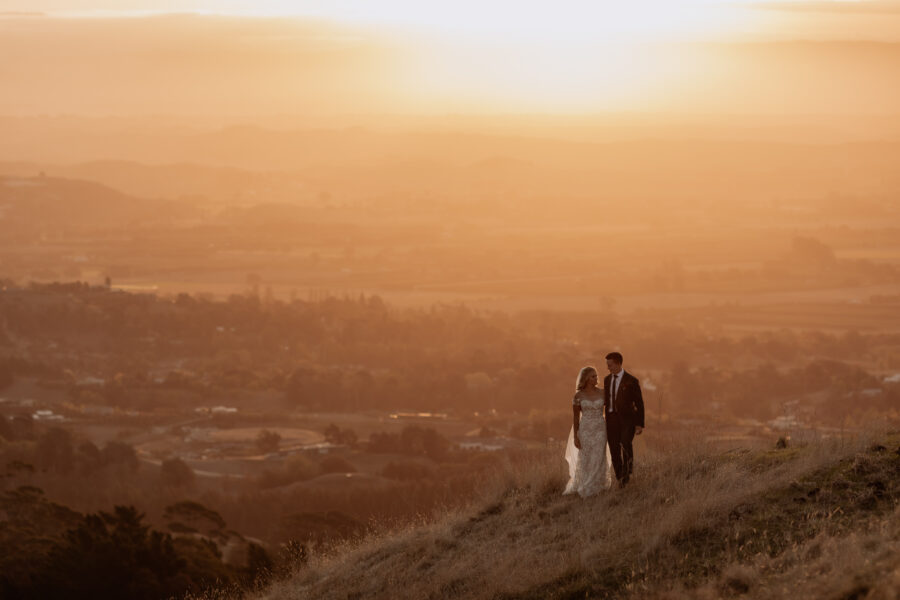 Bride and Groom Te Mata Peak Golden hour