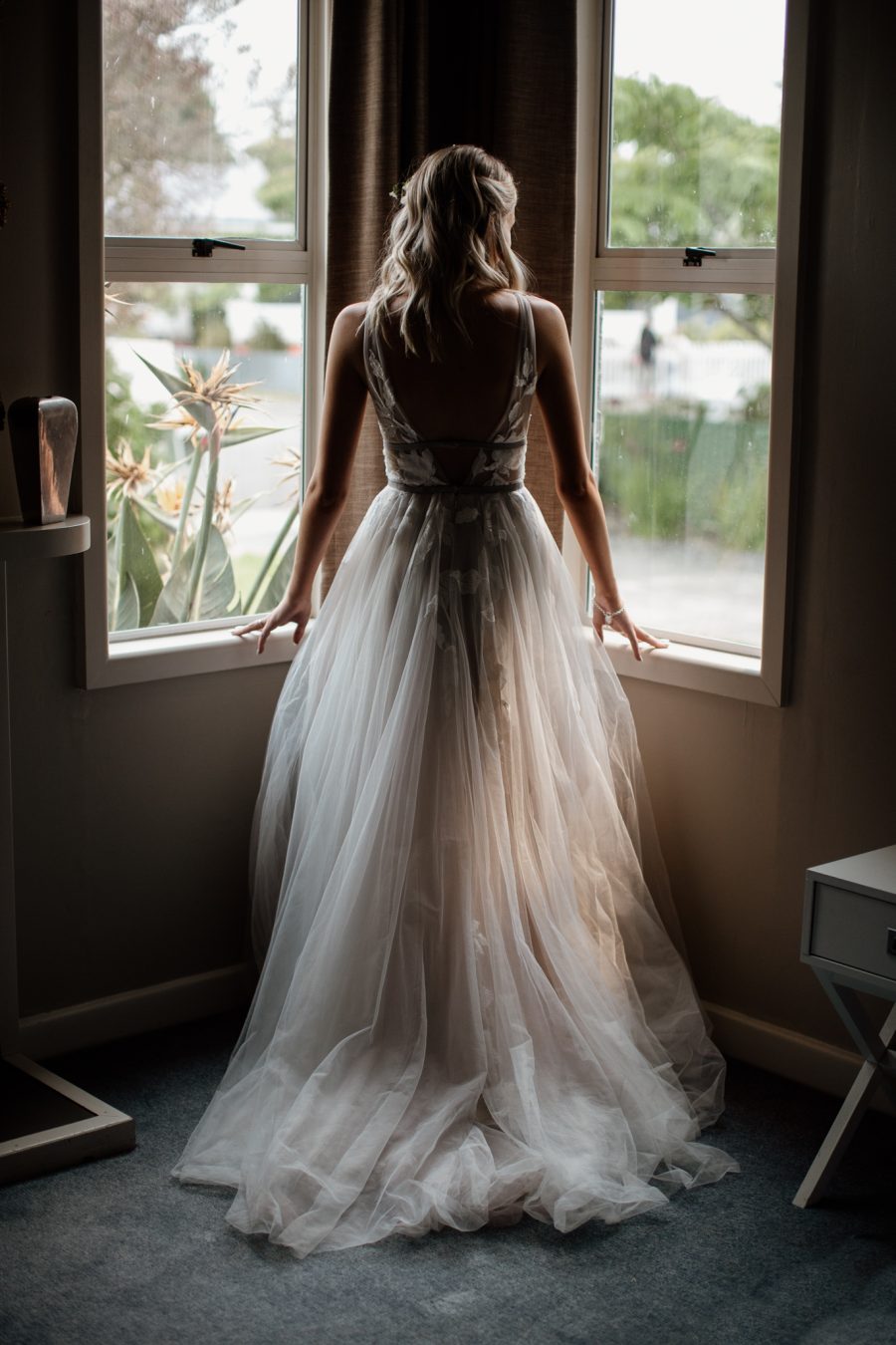 Bridal portrait at parents Napier home