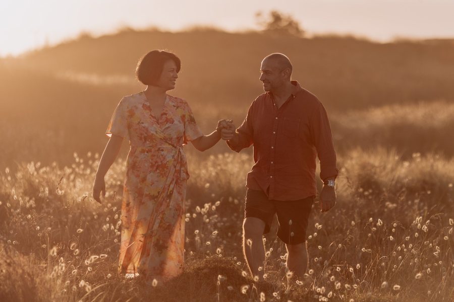 Engagement shoot on Papamoa Beach at golden hour