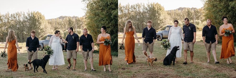 Rustic bridesmaids and wedding party