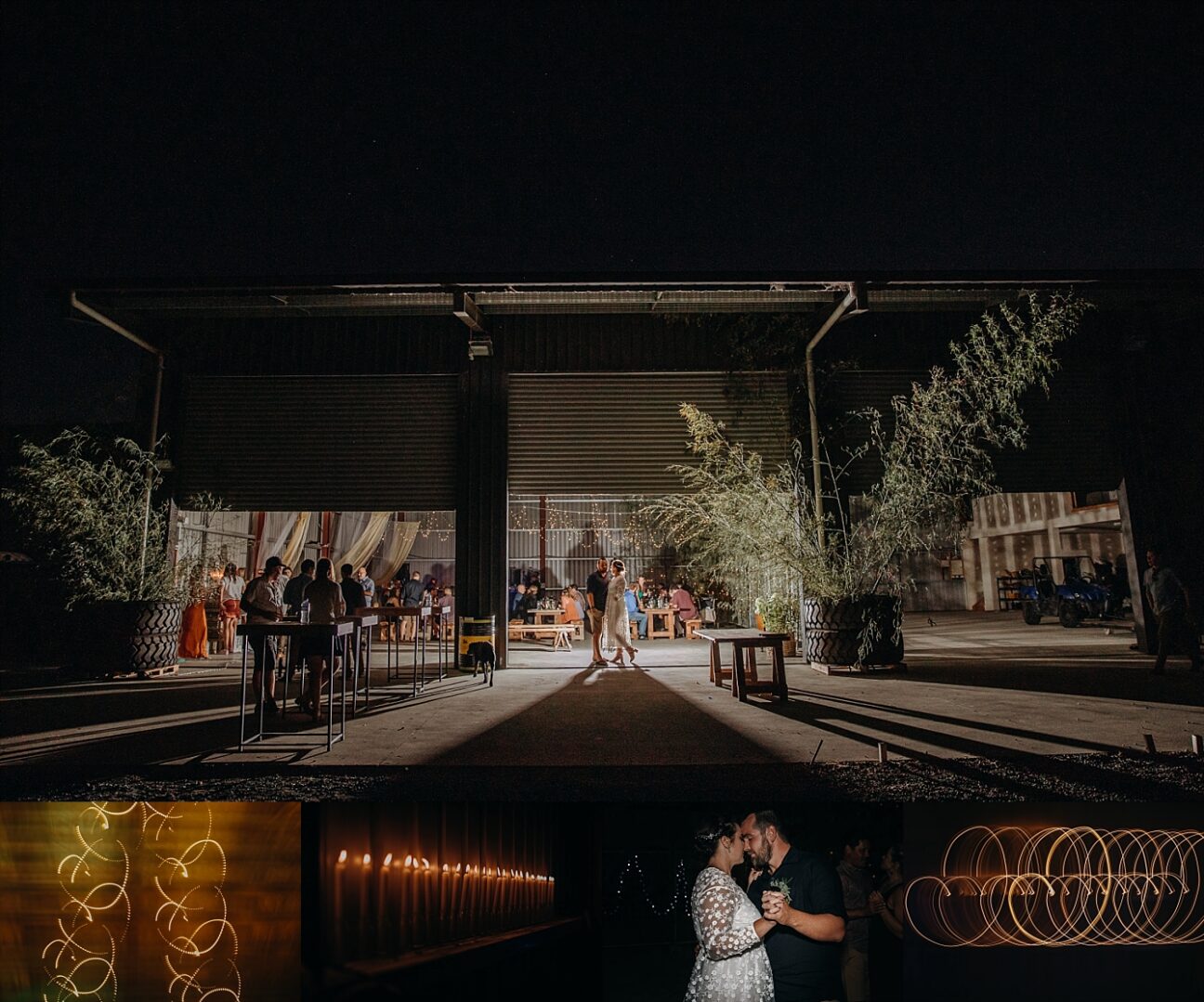 Wedding reception dance time back yard wedding in the shed