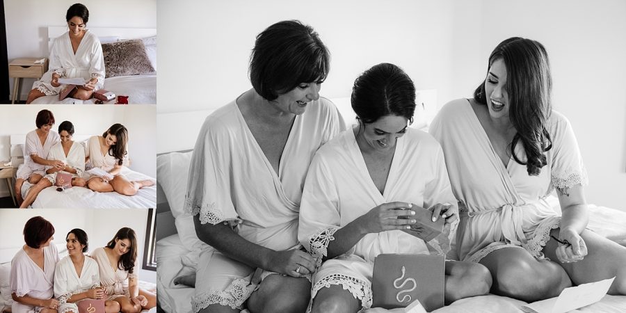 Family sharing moment with mother of the bride and sister bridesmaid