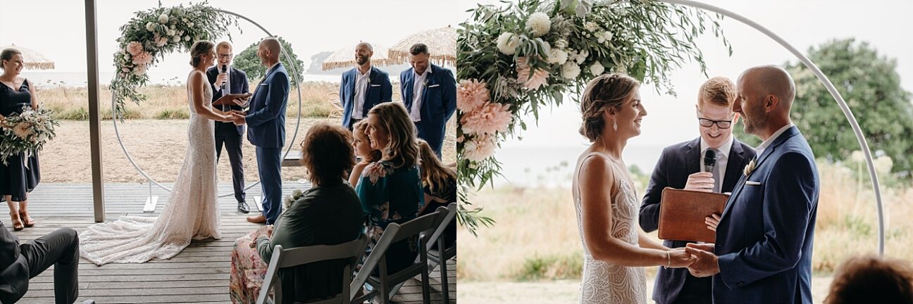 Whangamata beach wedding on rainy day