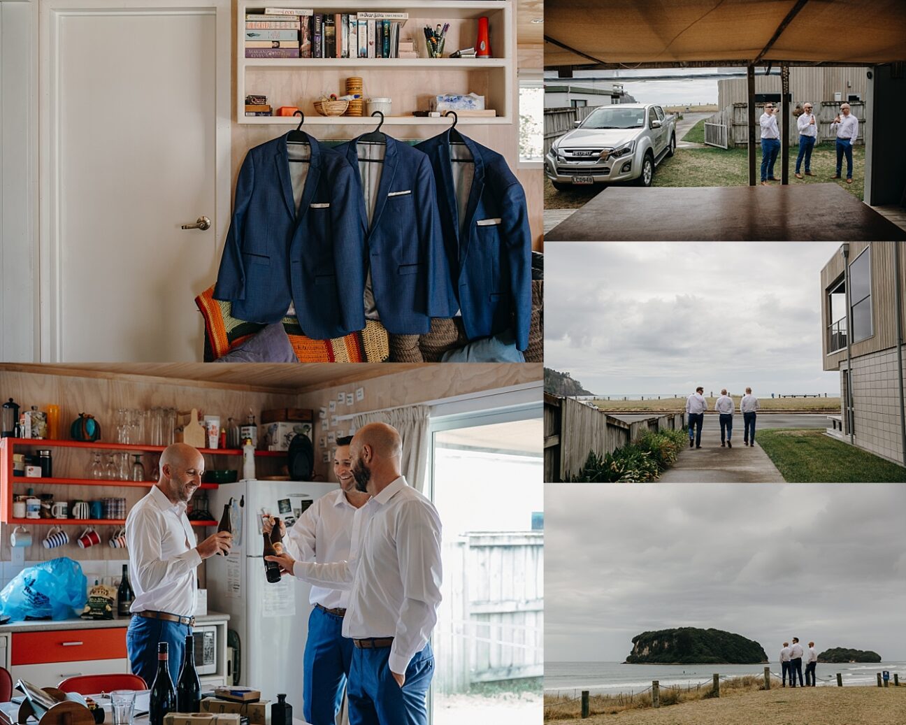 Groom with groomsmen blue suits