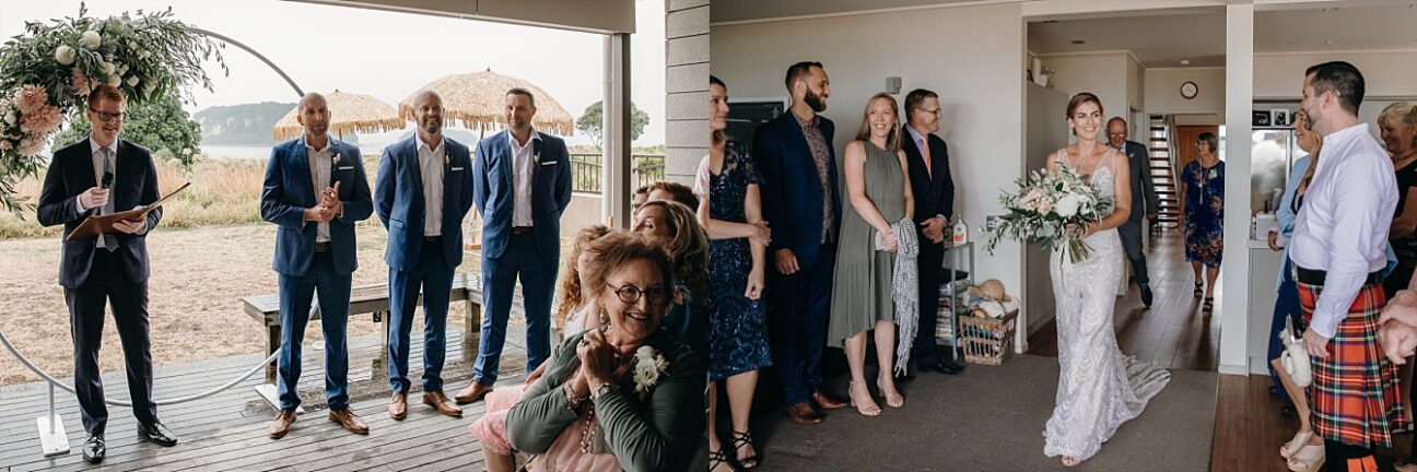 Groom sees bride walking down the aisle