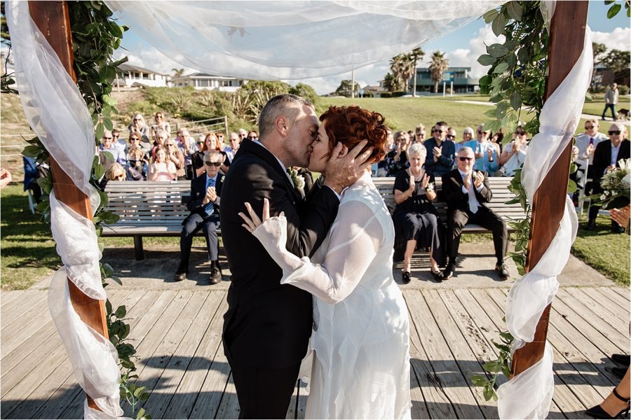 First kiss Mount Maunganui Hart Street wedding