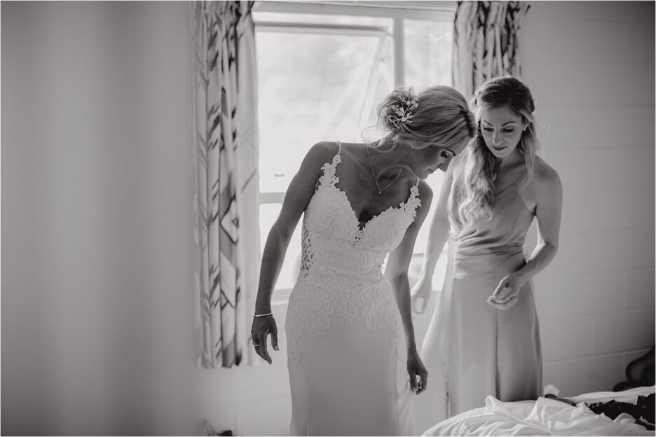 Bride getting ready before wedding