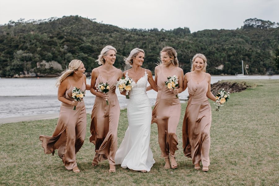 Carlie with her bridesmaids at Whitianga