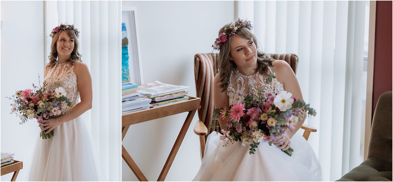 Bride before wedding ceremony