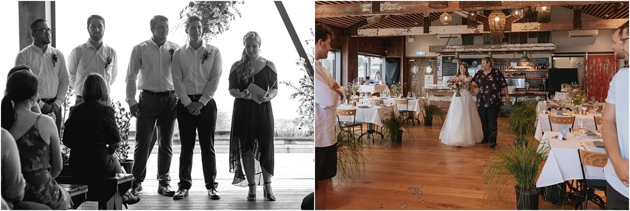 Father of the bride walking the aisle with daughter and Grooms reaction