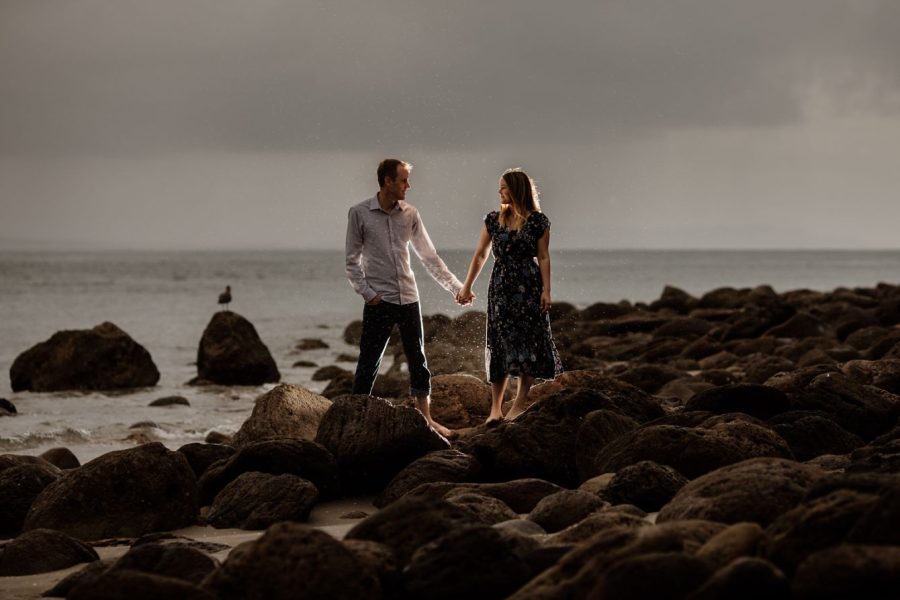 Beautiful back lit night shot of engagement