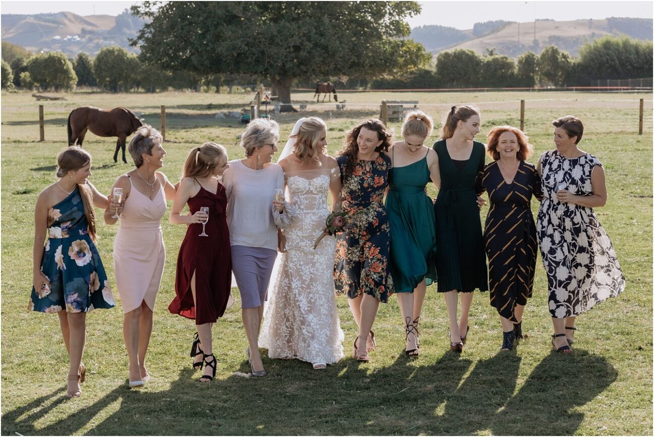 Bridal squad all walking happily