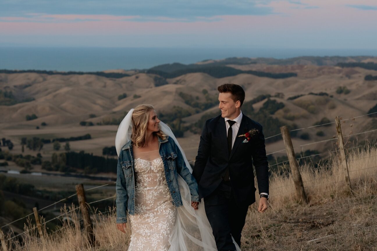 Elopement couple walking