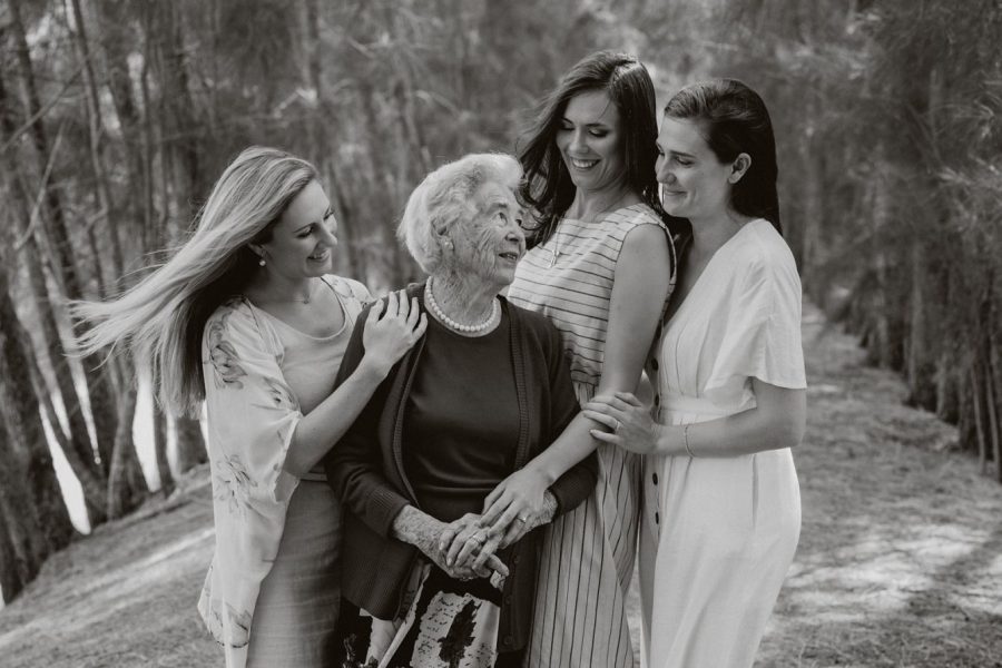 family photo with grandma and grand daughters