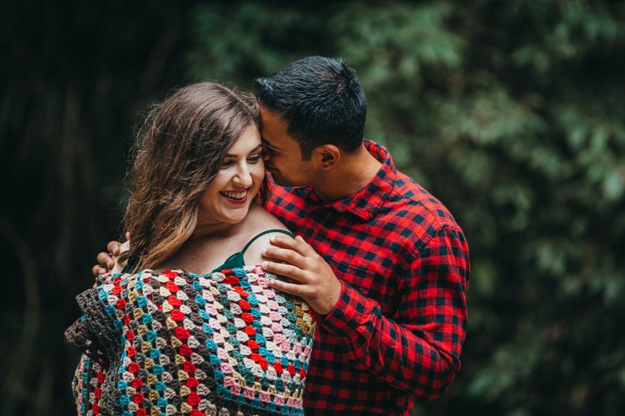 engaged country photo with blanket