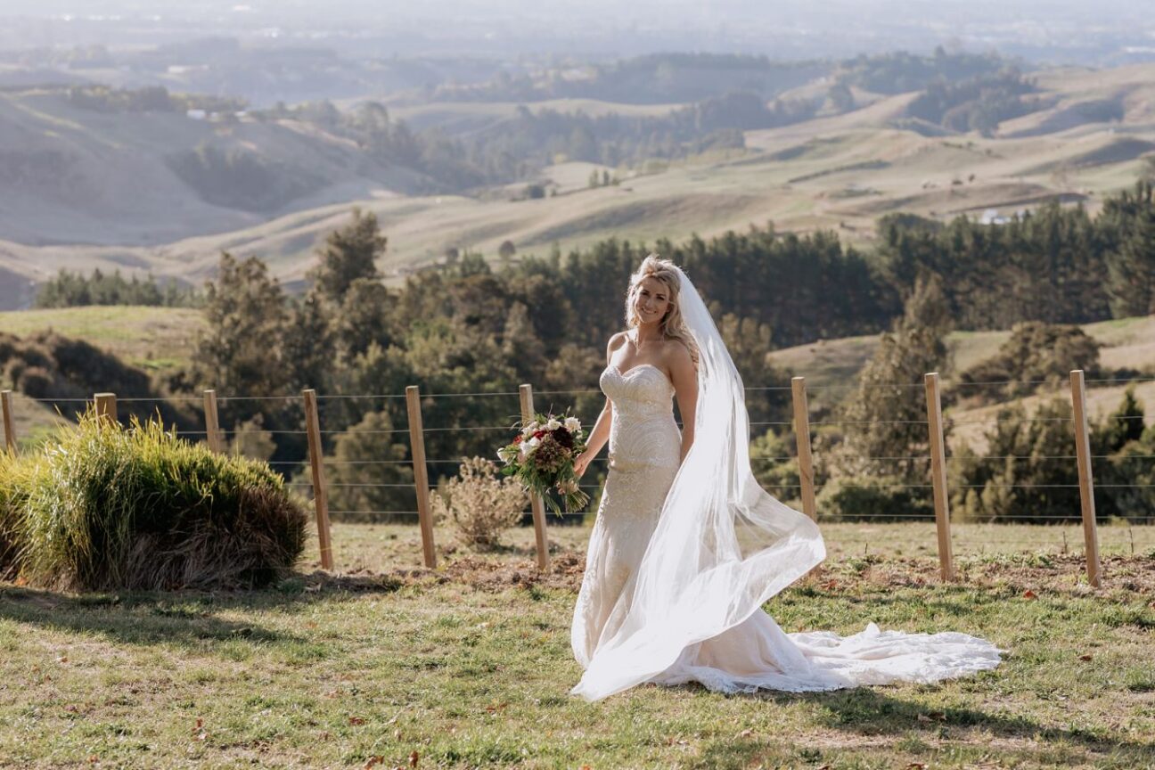 Bridal portrait with long veil