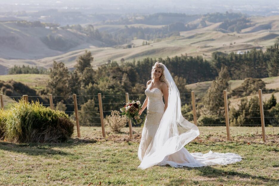 Bridal portrait with long veil
