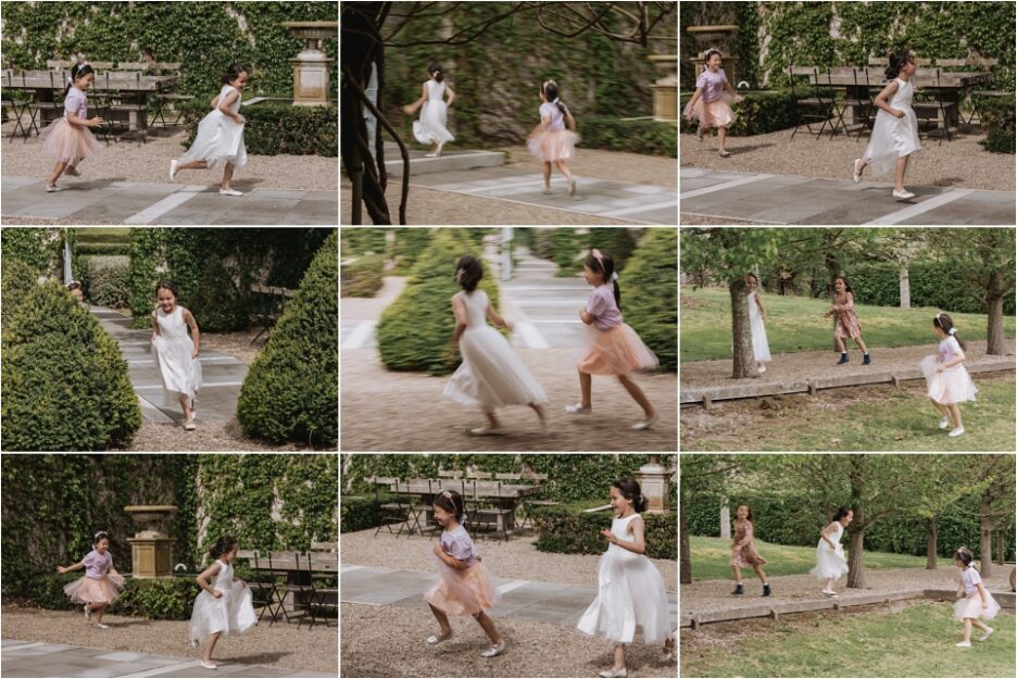 kids playing in the garden in Tauranga wedding garden