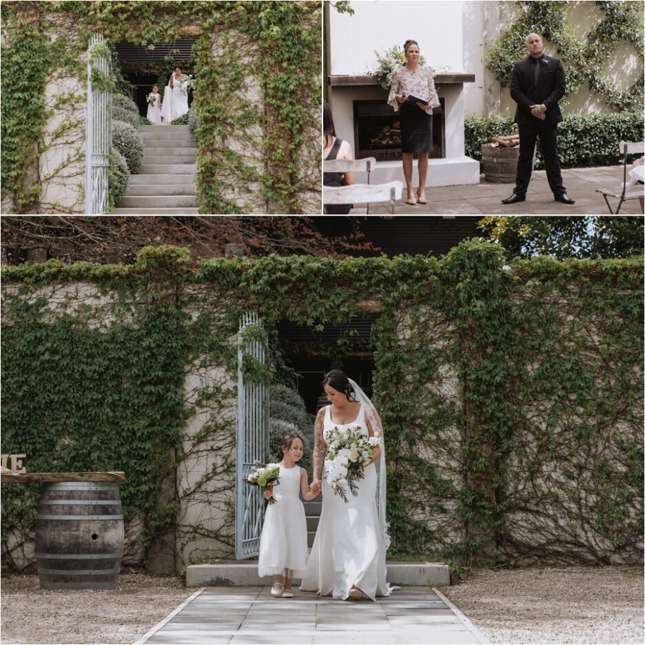 Tauranga Ataahua Wedding Bride with flower girl walking down the aisle
