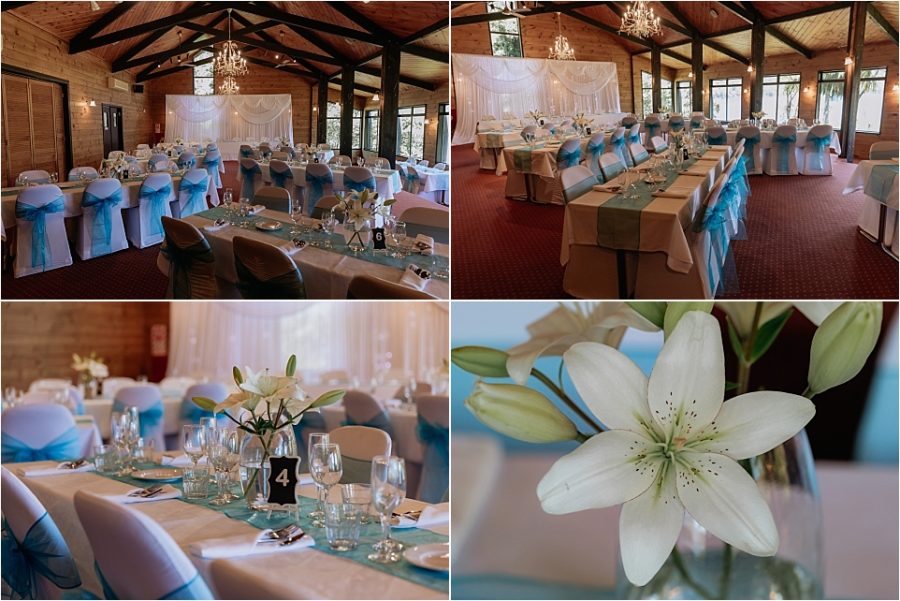 Wedding reception table set ups at Lakes Lodge Wilderness Retreat