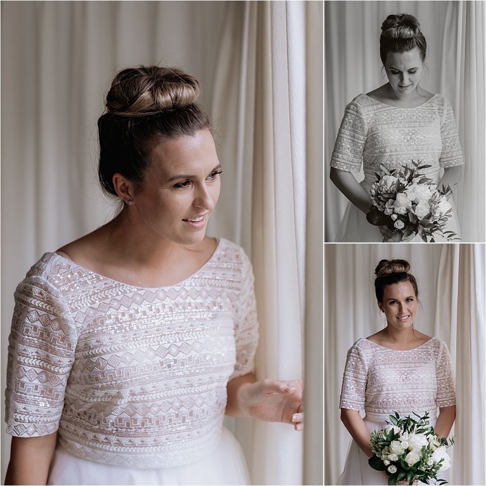 Bride portraits by window