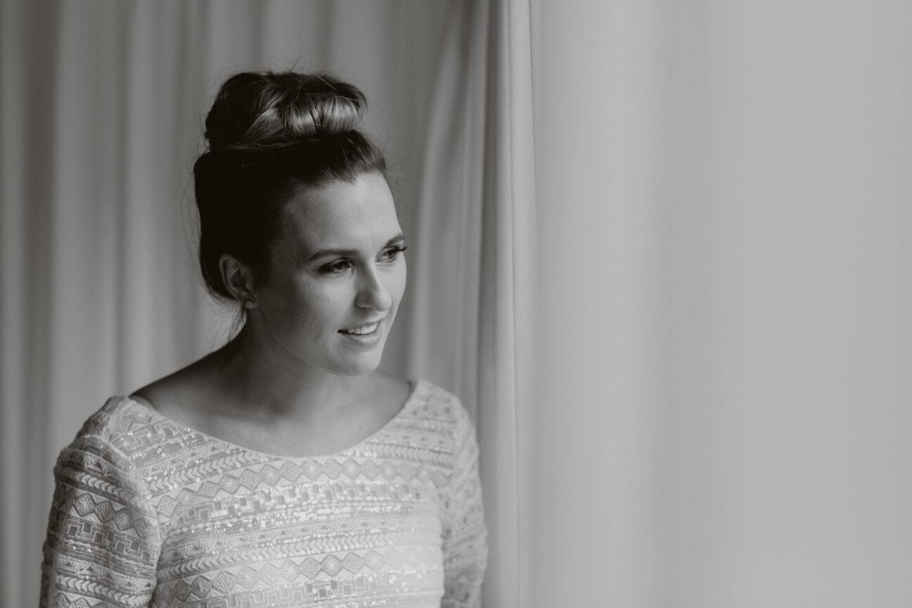 Bride portrait in black and white
