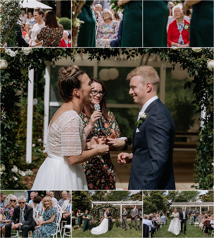 Back yard ceremony in progress with candids of guests