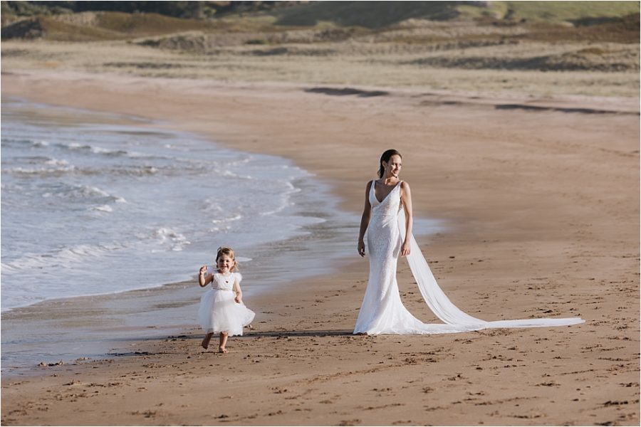 Bride and daughter during photos