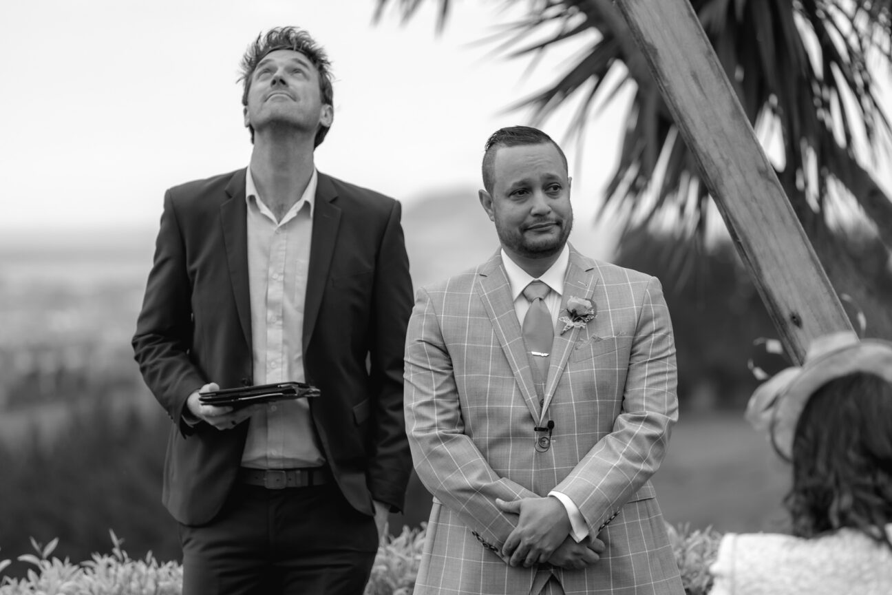 Emotional Groom and Celebrant