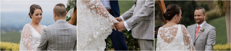 Vows being said and holding hands