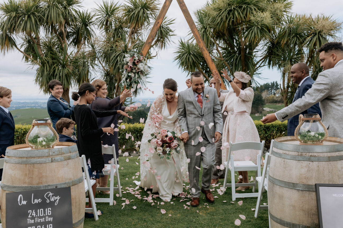 Aisle walk with confetti thrown