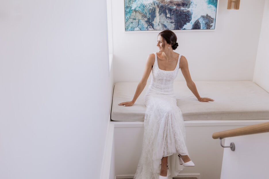 Bride in window light