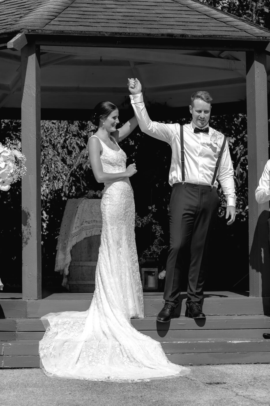Happy we did it hands in air celebration