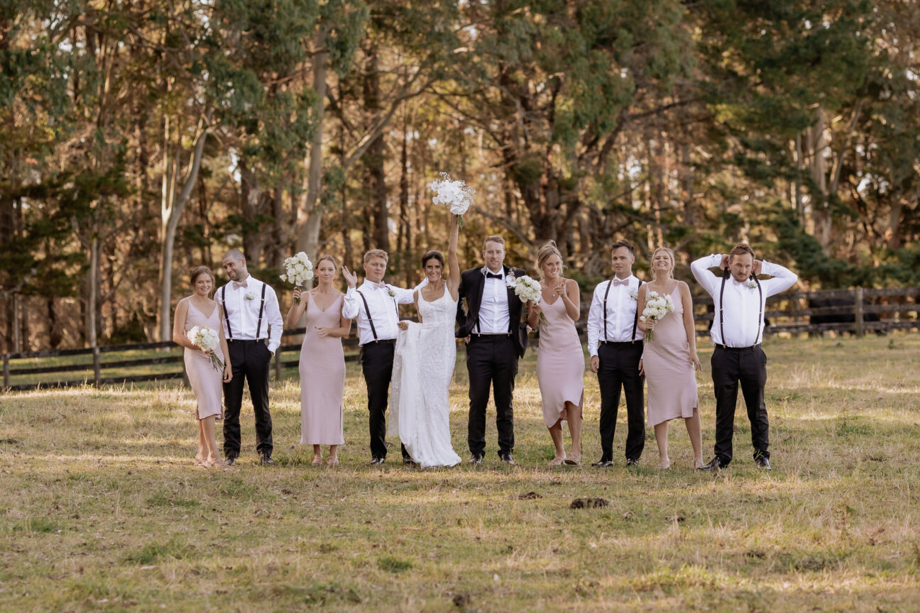 Wedding party being silly