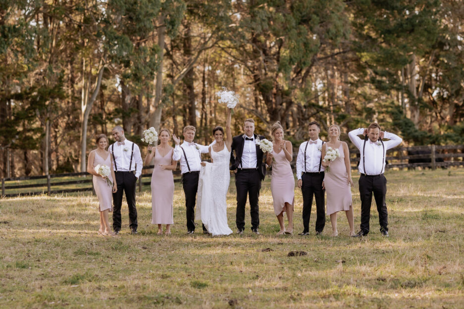 Wedding party being silly