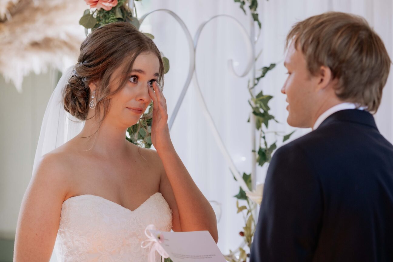 Bride crying