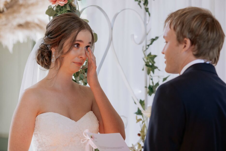 Bride crying