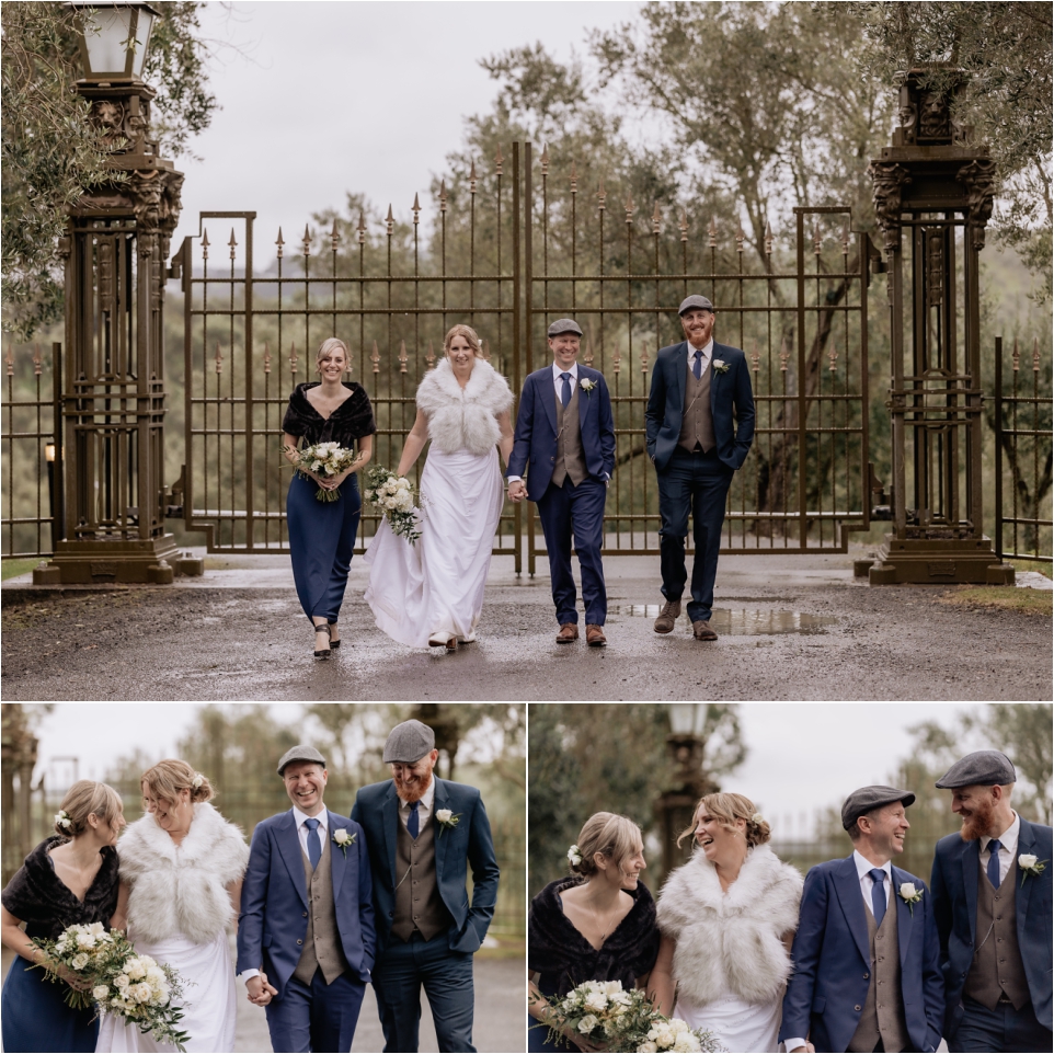 Happy wedding party photos at Bracu gates wedding photos