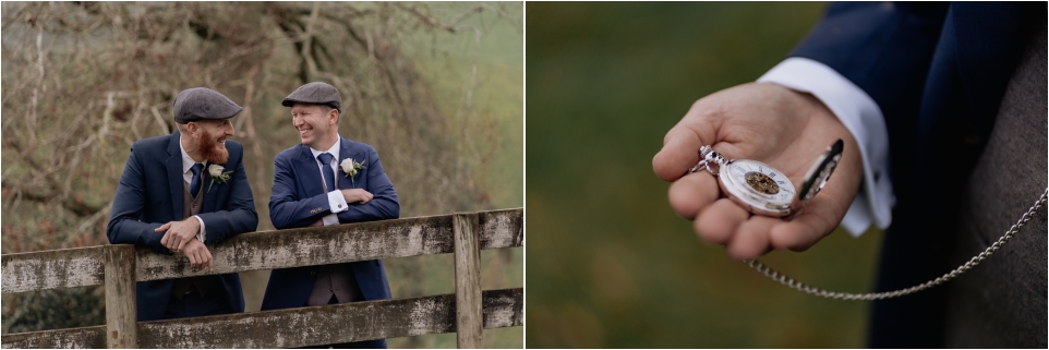 Country style Groom and groomsman with fob watch