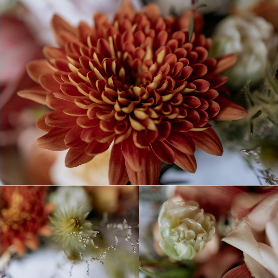 Rust colour theme wedding flowers