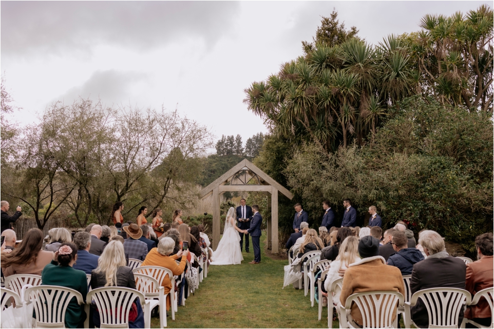 wedding ceremony in progress at Makoura Lodge