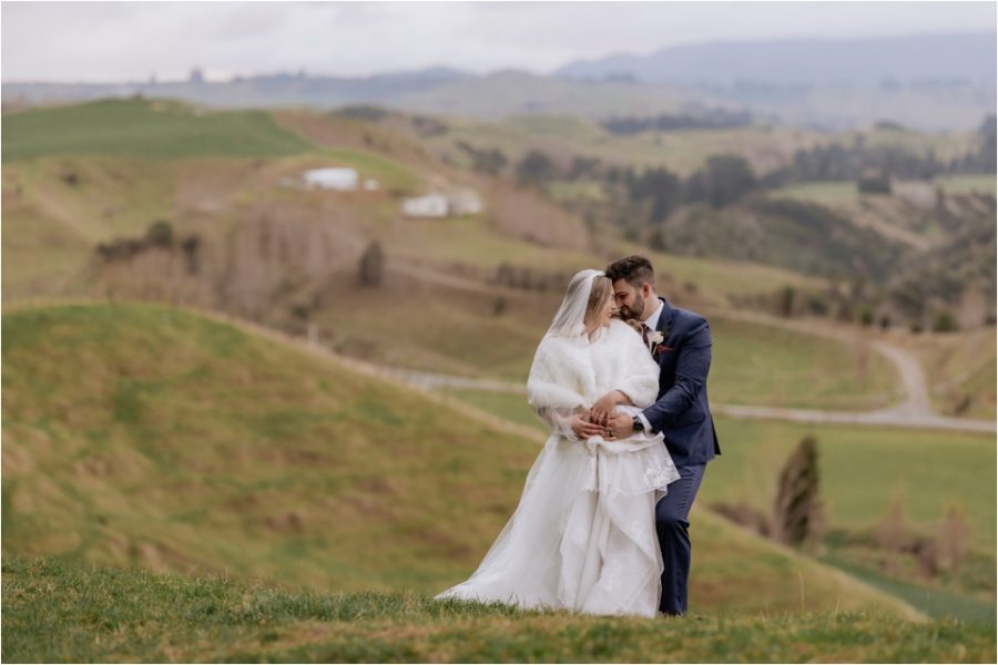 Wedding Photography in the countryside up in the hills at Makoura Lodge Palmerston North