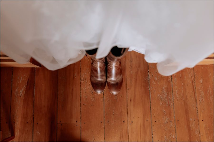 Riding boots under wedding dress