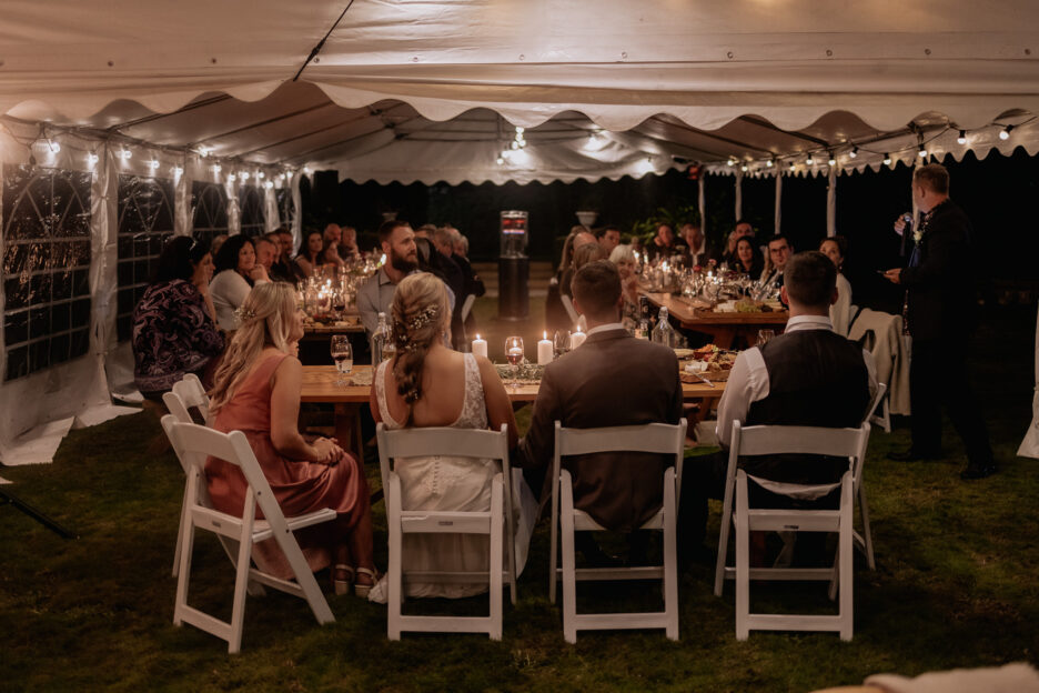 wedding reception for country wedding in marquee Waikato farm wedding