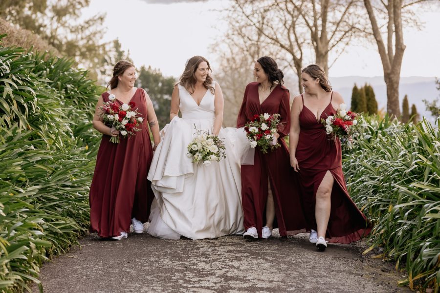 Relaxed happy girls during wedding photography