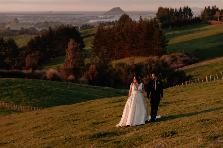 Mount Maunganui views with wedding couples wedding photos