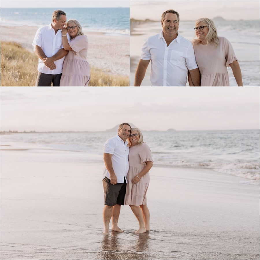 Grandparents on beach in family photos