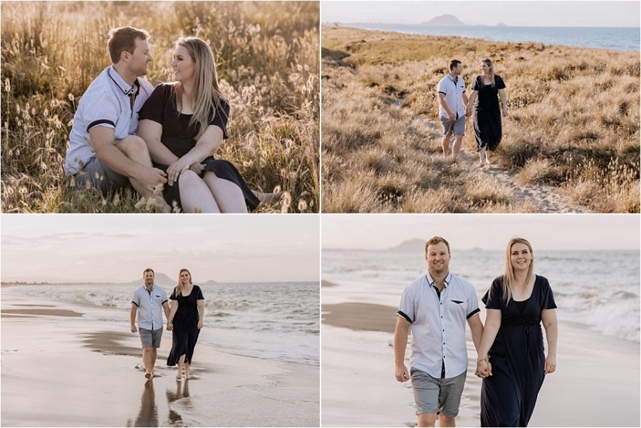 Couple photos in sand dunes and beach