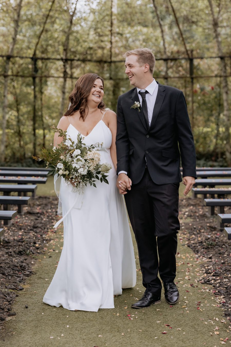 natural happy smiling bride and groom Ohaupo wedding