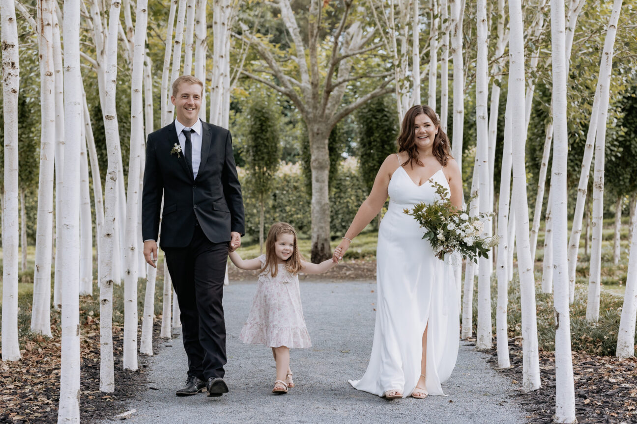 Family photo with flower girl Ohaupo Waikato wedding